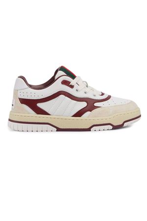 Sneaker Gucci Re-Web in pelle avorio GUCCI KIDS | 793062AAEDR9545